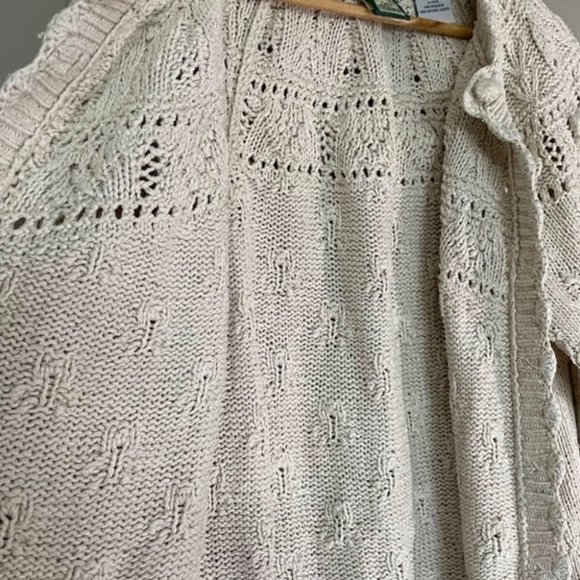 Lady Footlocker Casuals Cream Hand Knit 100% Silk Button Up Cardigan Sz L - Picture 10 of 16